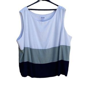 Vtg 80's Top Sleeveless Scoop Color Block Thick Striped Green Black White Sz 32